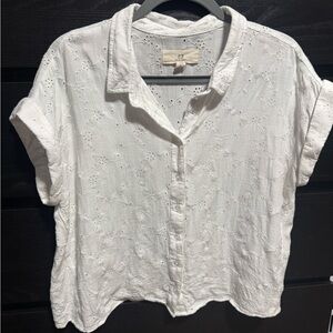 Thread & Supply White Eyelet Button-Down Shirt